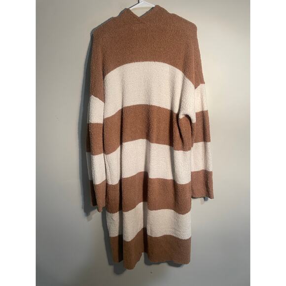 Thread‎ & Supply Tan and Cream Striped Teddy Longline Cardigan Size Large - Picture 8 of 12